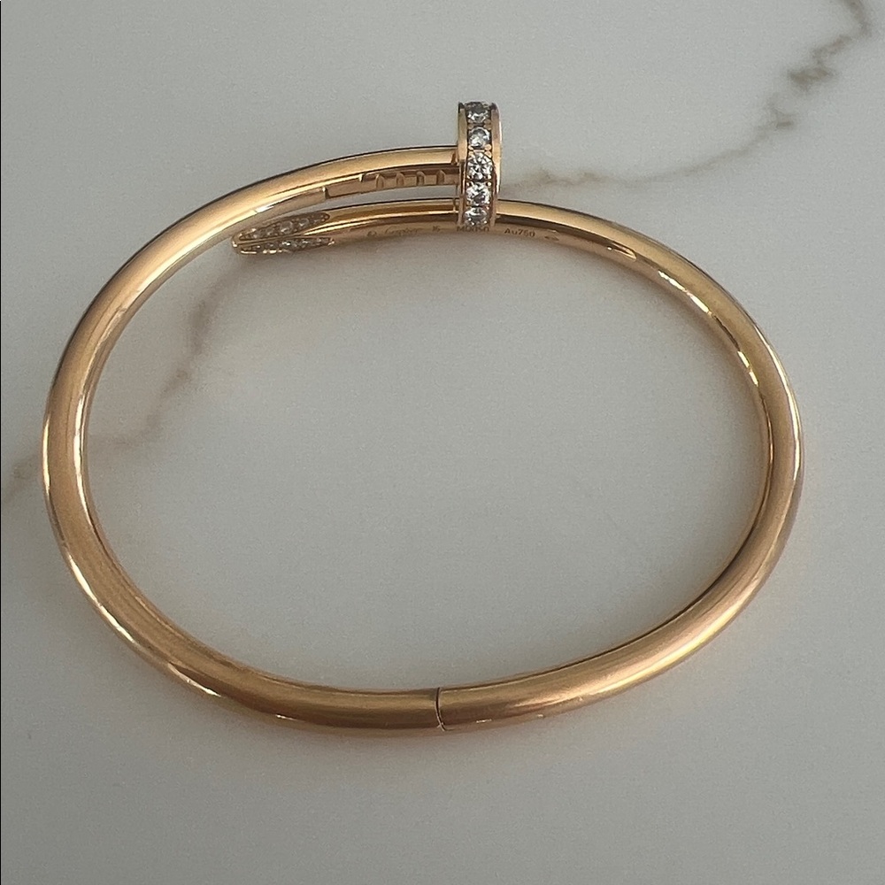Cartier Juste Un Clou pink gold with diamonds bracelet - Picture 14 of 15